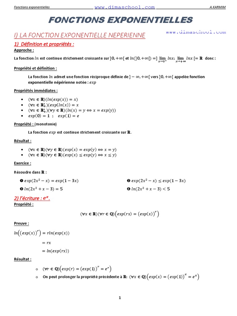 Limites des Fonctions Exponentielles | PDF | Limite (mathématiques ...