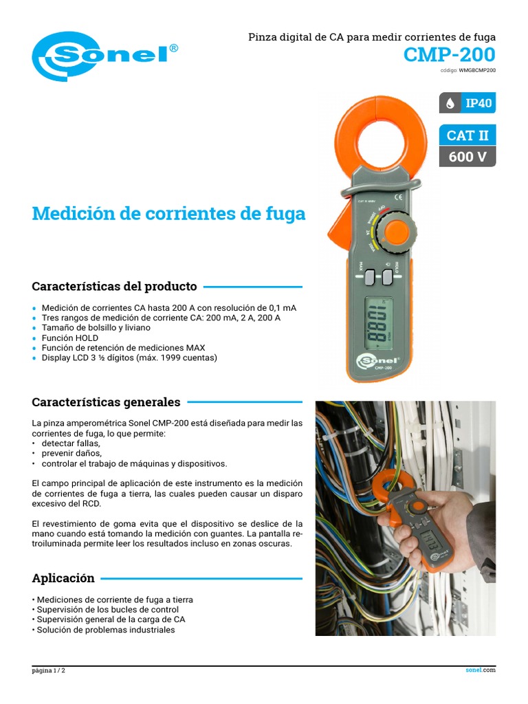 Pinza de Fugas Sonel CMP-200 | PDF | Ingenieria Eléctrica | Bienes ...