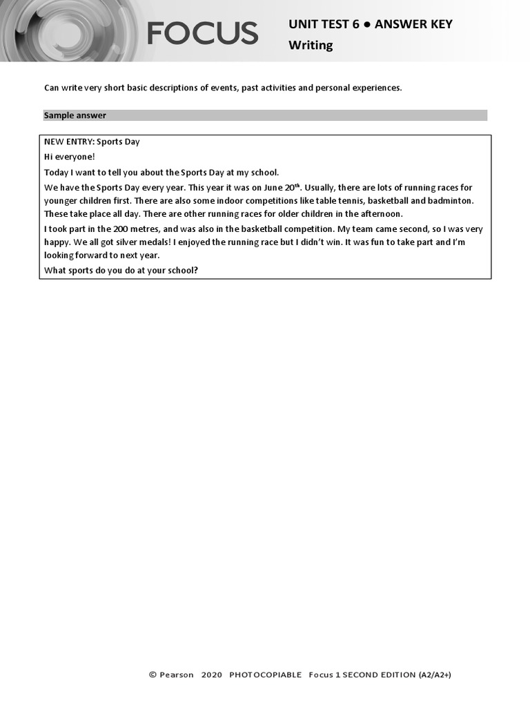 Sports Day Writing Test Answer Key | PDF | Accuracy And Precision | Grammar