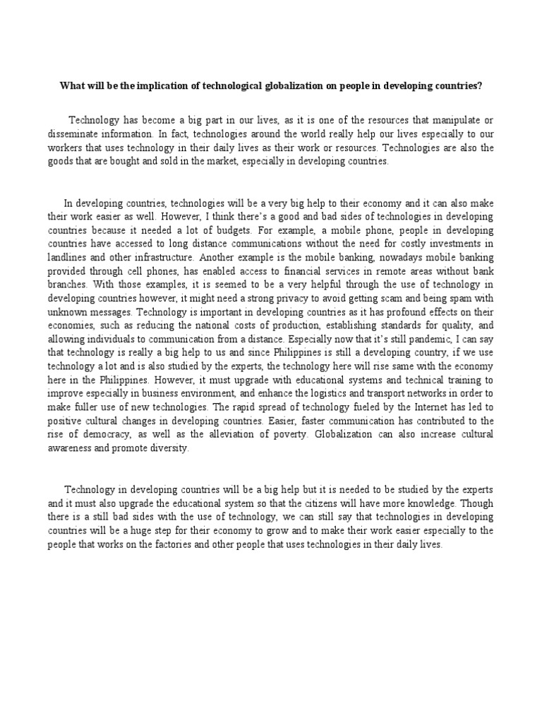 Tech's Impact on Developing Nations | PDF | Developing Country ...