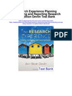 Research Experience Planning Conducting and Reporting Research 1st Edition Devlin Test Bank
