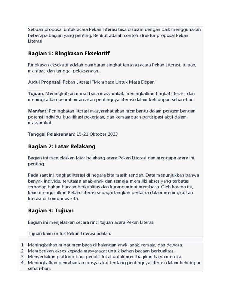 Proposal Pekan Literasi Pdf