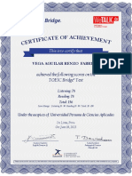 Ificate of Achievement: Achieved The Following Scores On The TOEIC Bridge Test