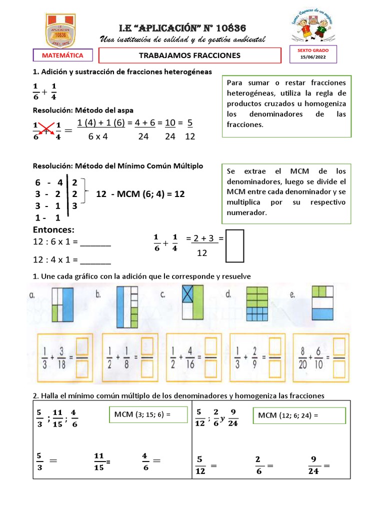 Adición, Sustracción y Multiplicación de Fracciones | PDF | Sustracción ...