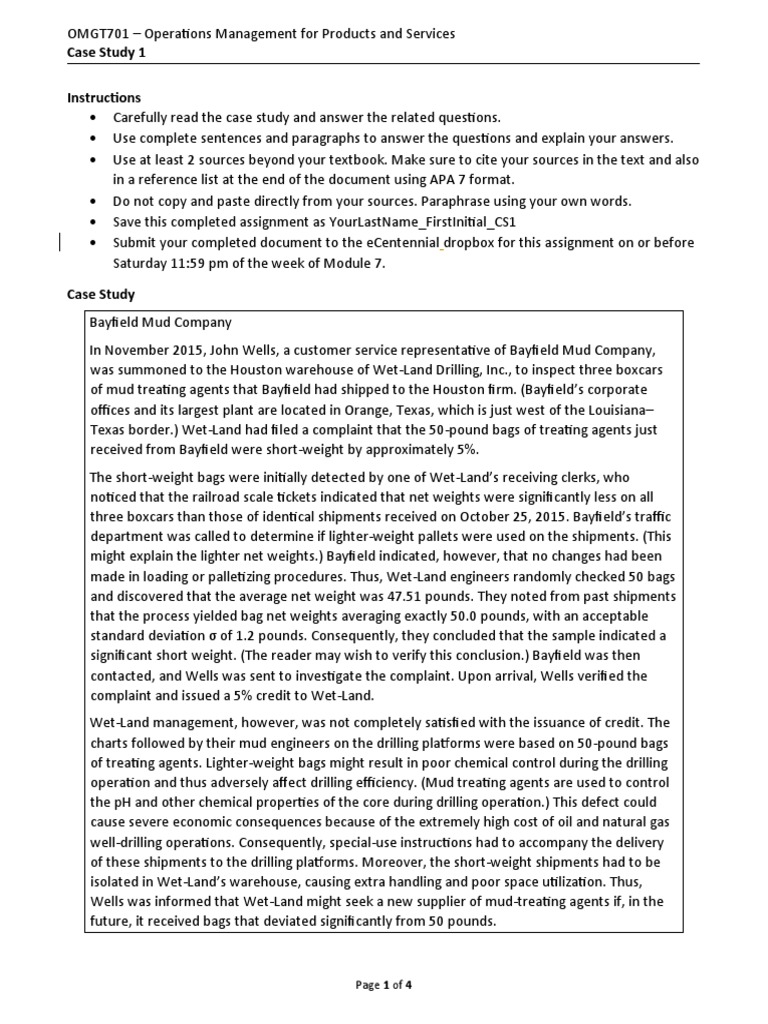Case Study 1 | PDF | Sampling (Statistics) | Oil Well