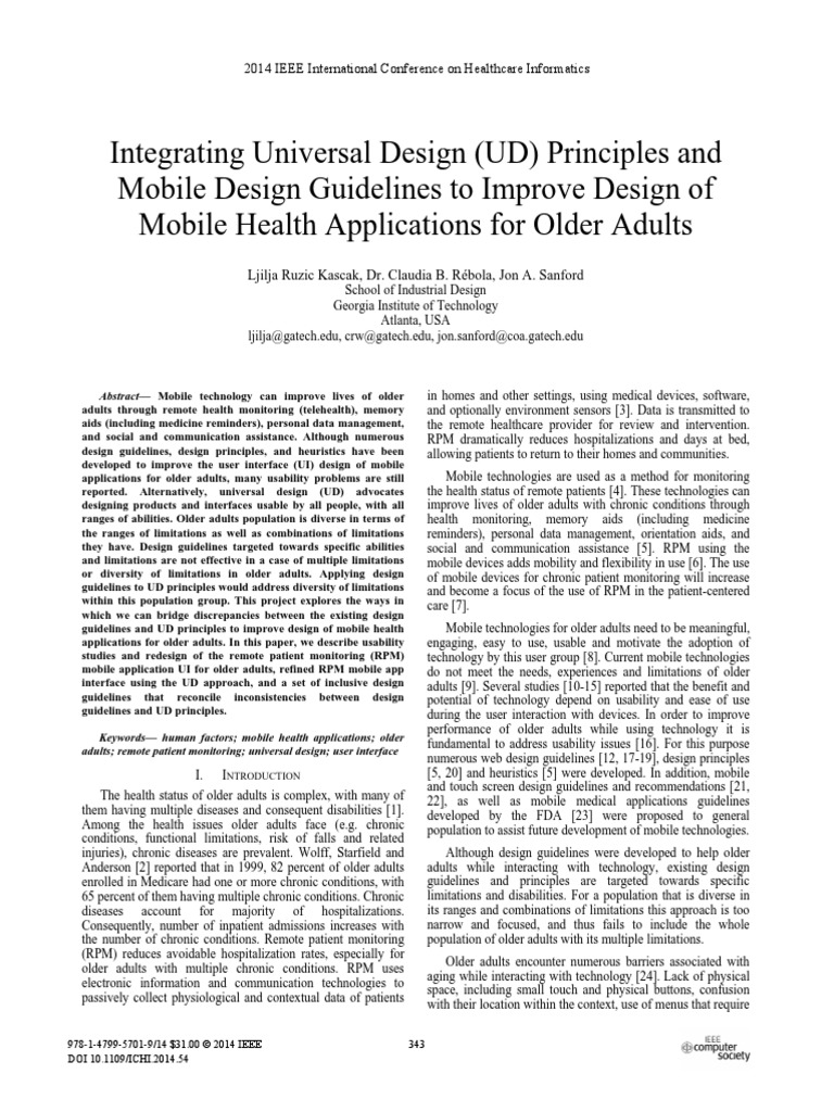 Universal Design in Mobile Health Apps | PDF | Usability | Mobile App