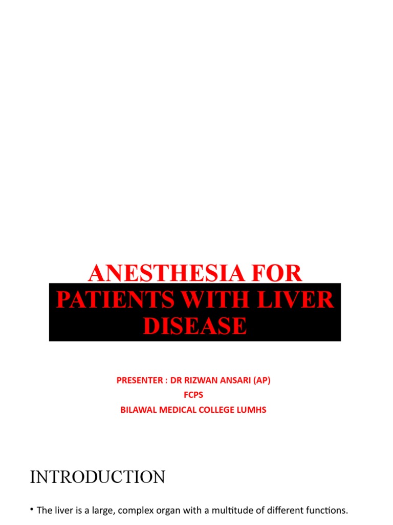 Anesthesia For Pts With Liver Disease PDF Cirrhosis Liver