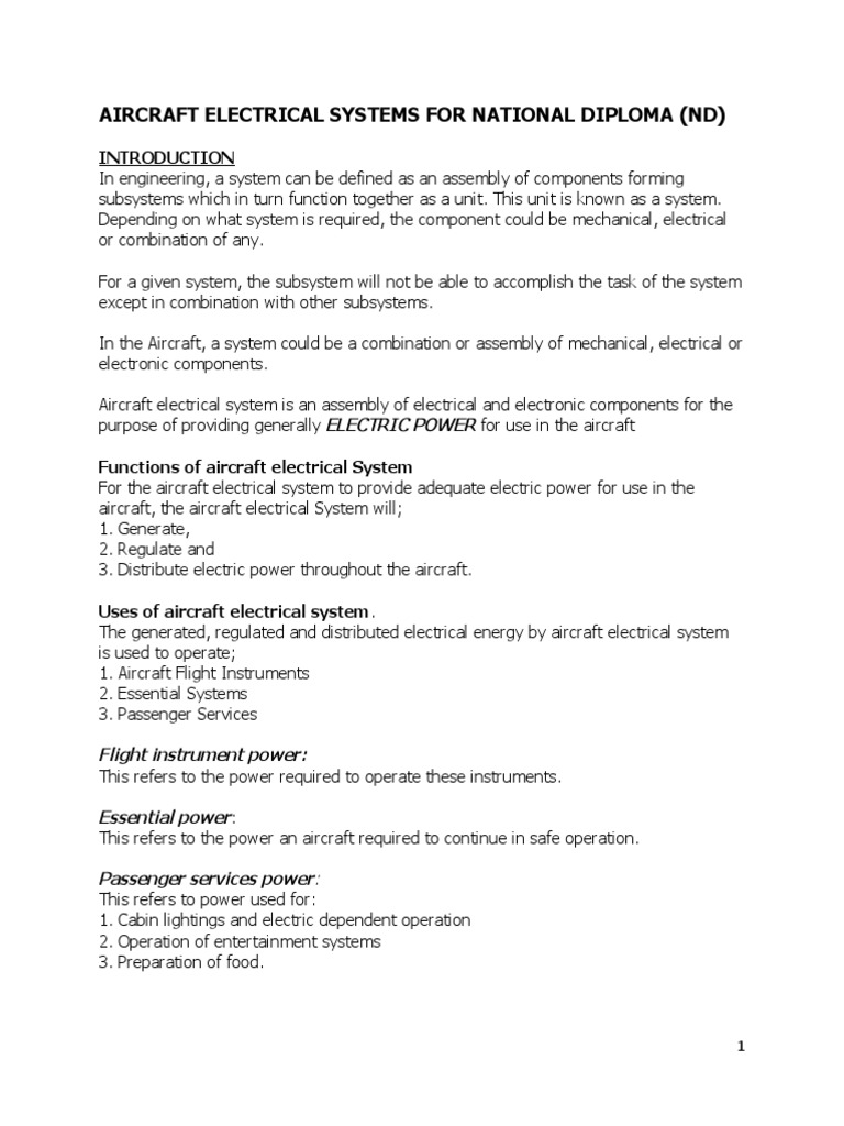 Aircraft Electrical Systems PDF Capacitor Electric Current