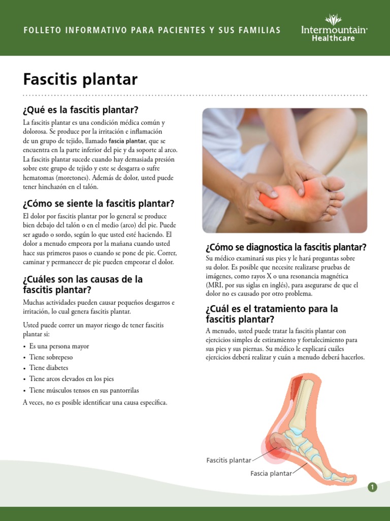 Plantar Fasciitis Fact Sheet Spanish PDF Enfermedades y trastornos
