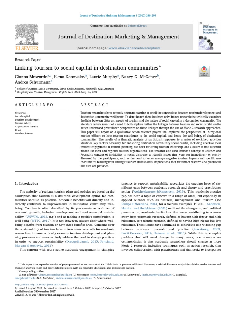 Tourism's Role in Community Social Capital | PDF | Social Capital | Tourism