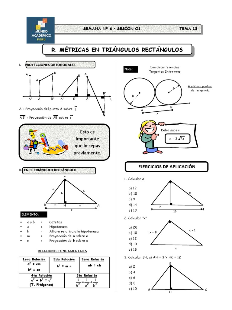 SESIÓN 12 RELACIONES MÉTRICAS EN EL TRIÁNGULO RECTÁNGULO PDF
