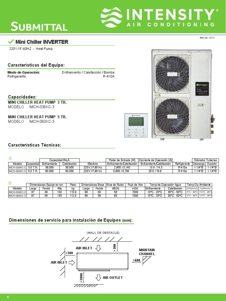 Submittal - Intensity - Mini Chiller Inverter - Enero 2017 B | PDF ...