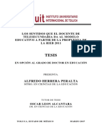 Los Sentidos Que El Docente de Telesecundaria Da Al Modelo Educativo A Partir de La Propuesta de La Rieb 2011