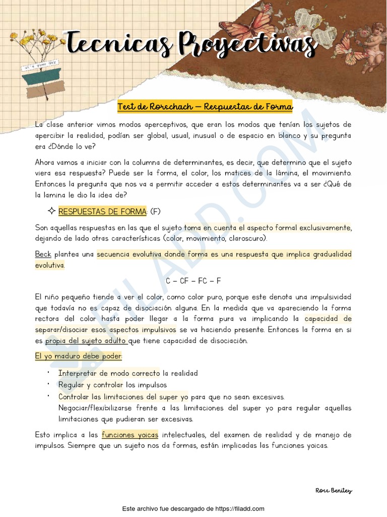 Rorschach Forma Pdf Realidad Conceptos Psicologicos