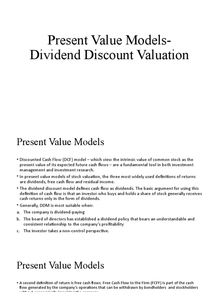 Dividend Discount Model Overview | PDF | Free Cash Flow | Stocks