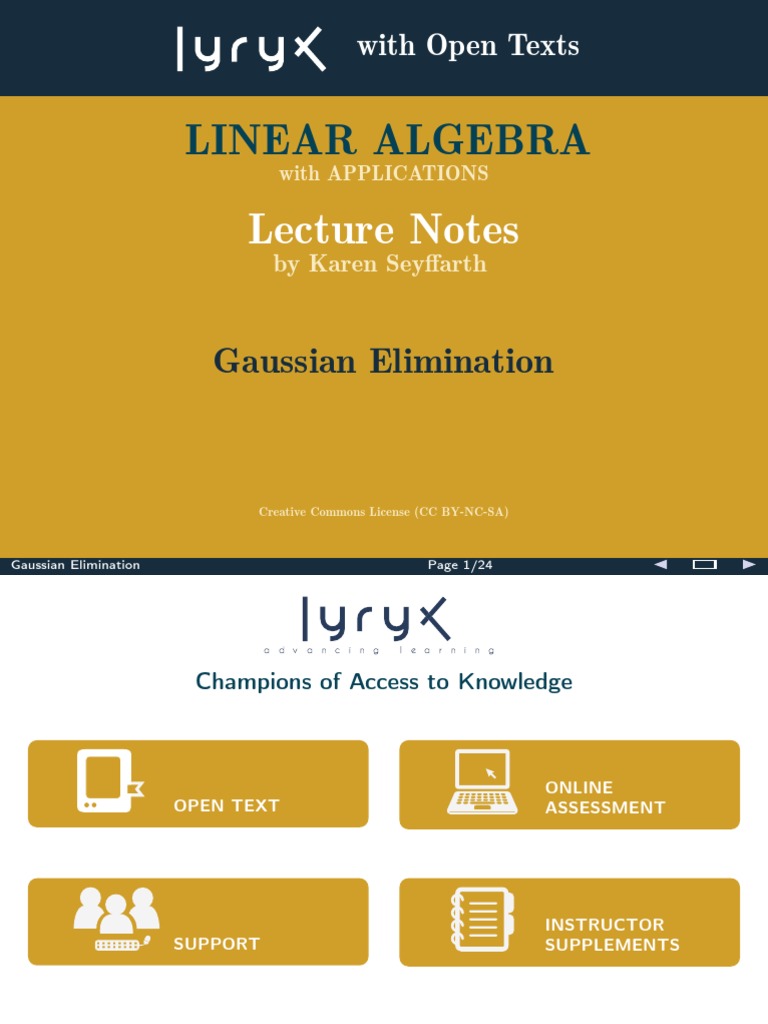 1 2 handoutGaussElim PDF System Of Linear Equations Matrix