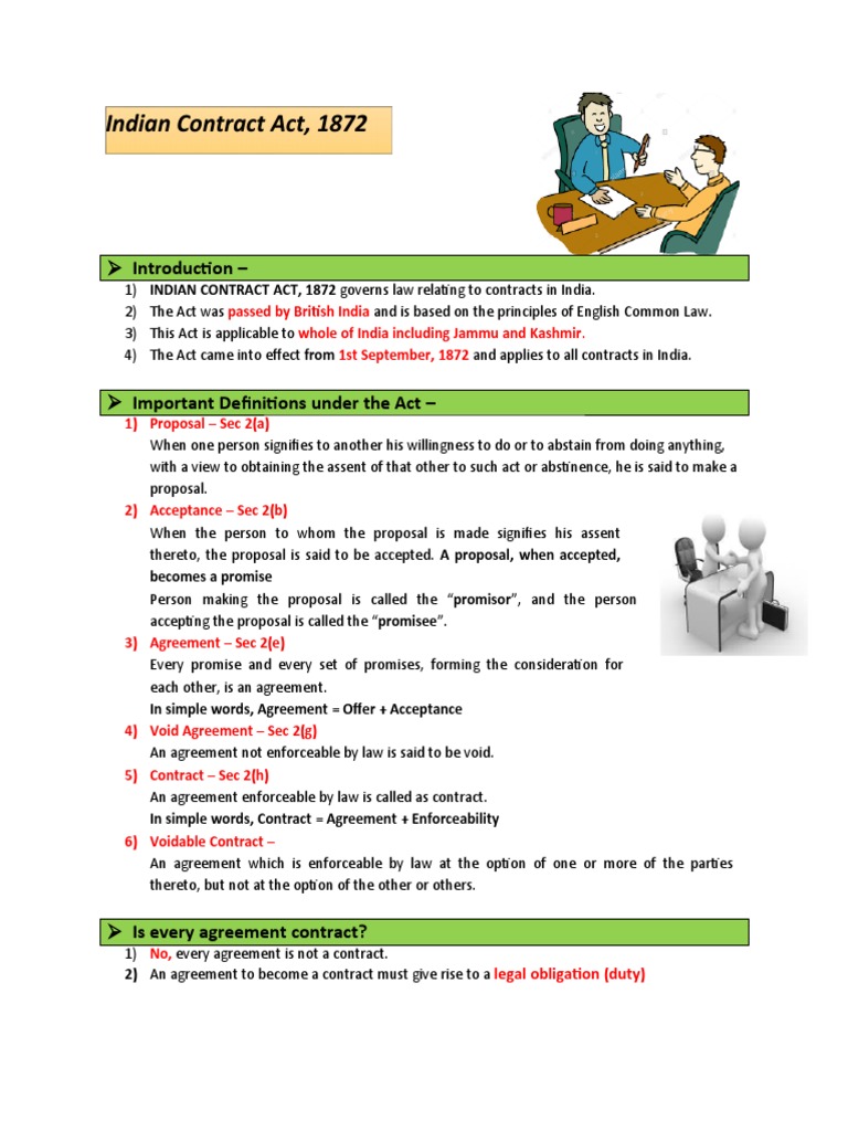Indian Contract Act 1872 | PDF | Offer And Acceptance | Consideration