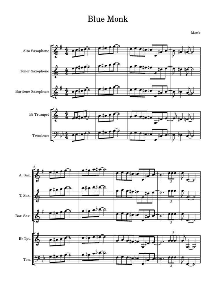 Blue Monk PDF Saxophone Musical Groups