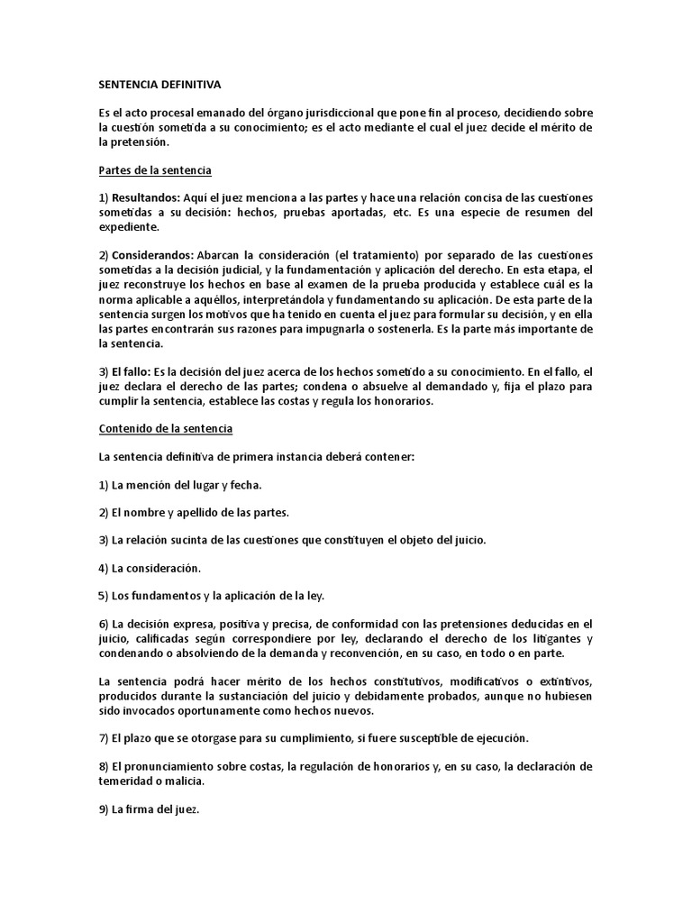 Definición de Sentencia Definitiva | PDF | Sentencia (ley) | Justicia