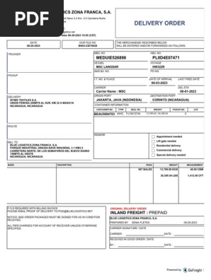 Example Delivery Order 