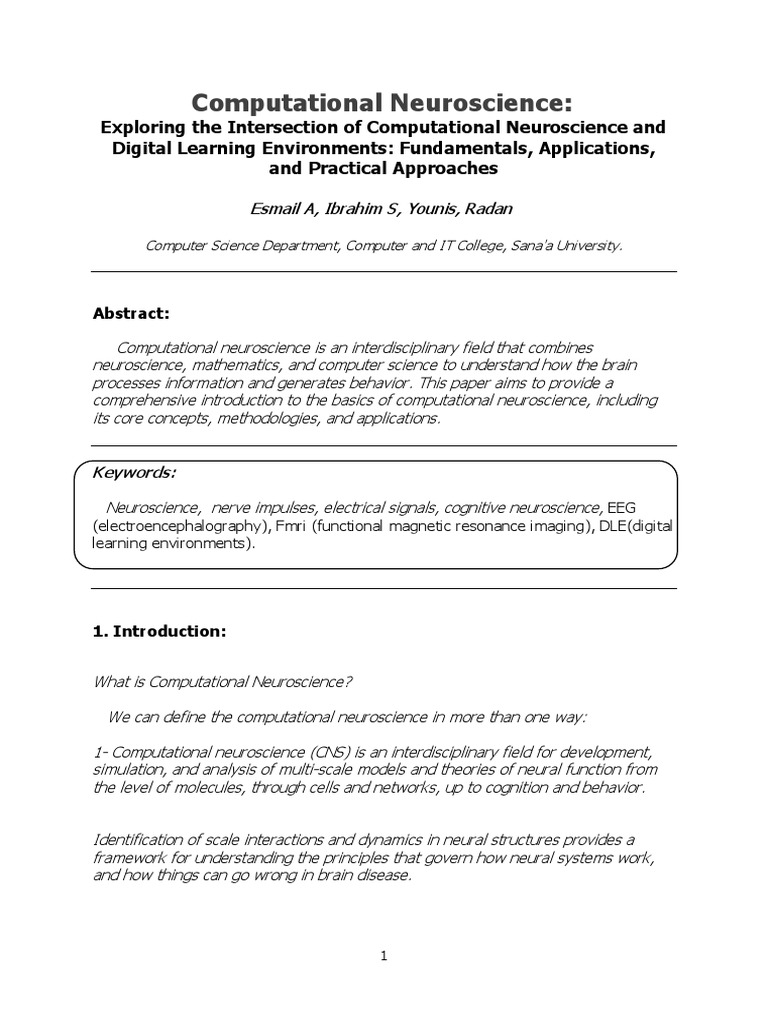 Computational Neuroscience | PDF | Neuroscience | Computational ...