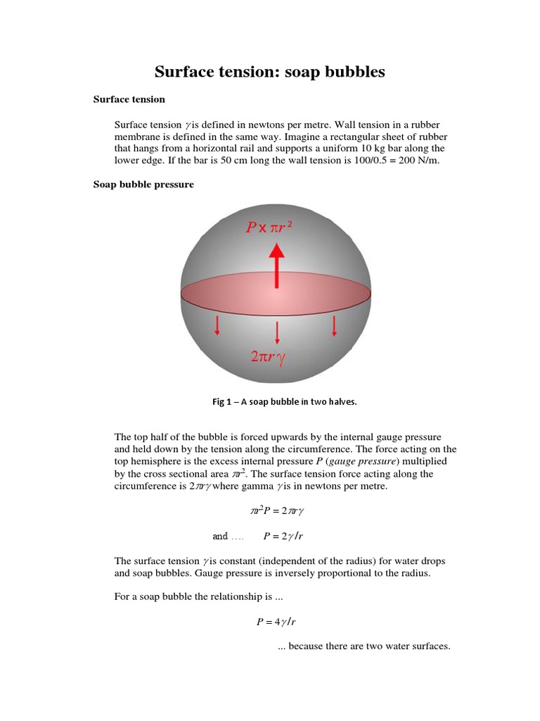 Surface Tension PDF Pressure Surface Tension