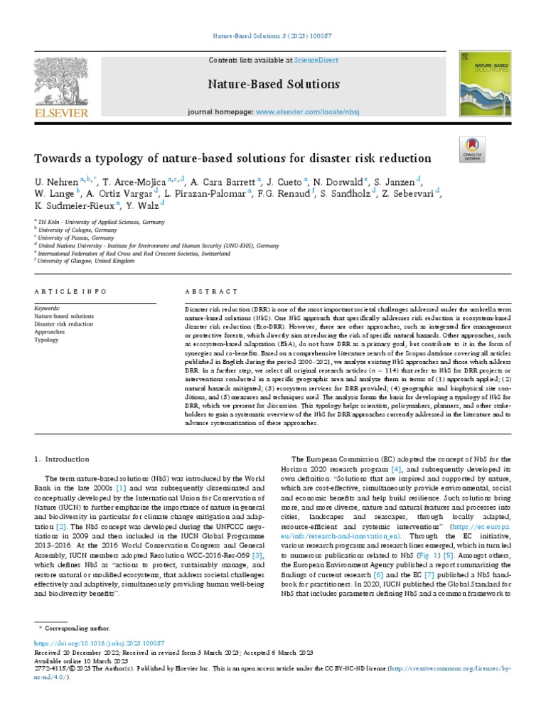 Nature-Based Solutions for Disaster Risk Reduction | PDF | Nature ...