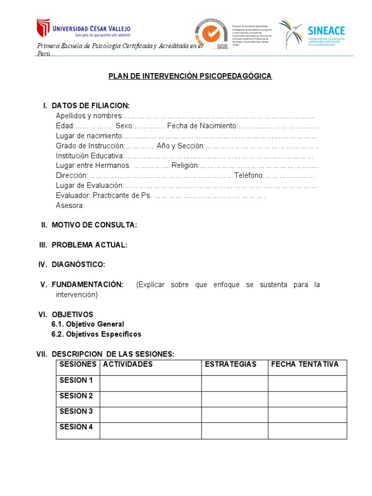 Plan de Intervención Psicopedagógica | PDF | Sicología | Aprendizaje