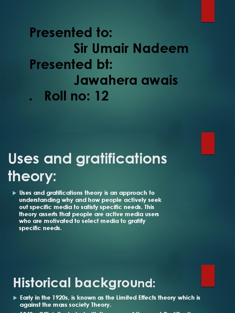 Uses and gratification theory jawahera pdf cognition psychology