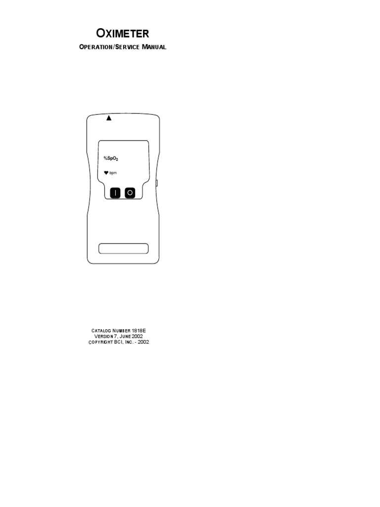 Graseby BCI 3301 Pulse Oximeter Service Manual PDF