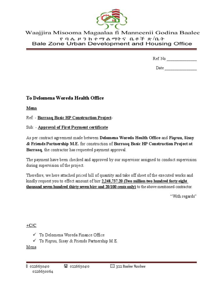 Payment Letter | PDF