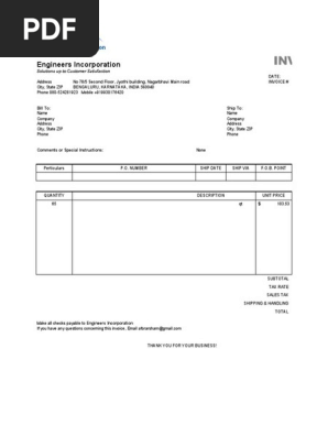 Einc Order Forma and Sales Invoice