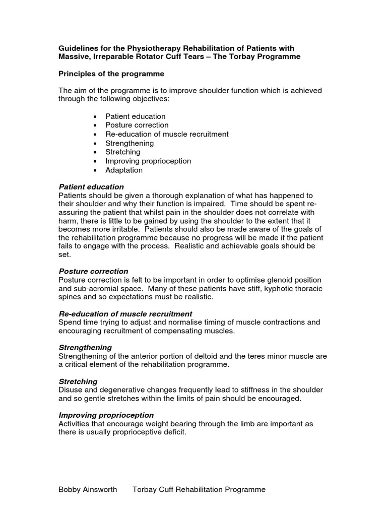 Torbay Cuff Protocol PDF Anatomical Terms Of Motion Shoulder
