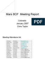 Mars BOF Meeting Report