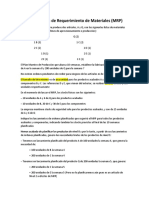 Ejercicio de Plan de Requerimiento de Materiales