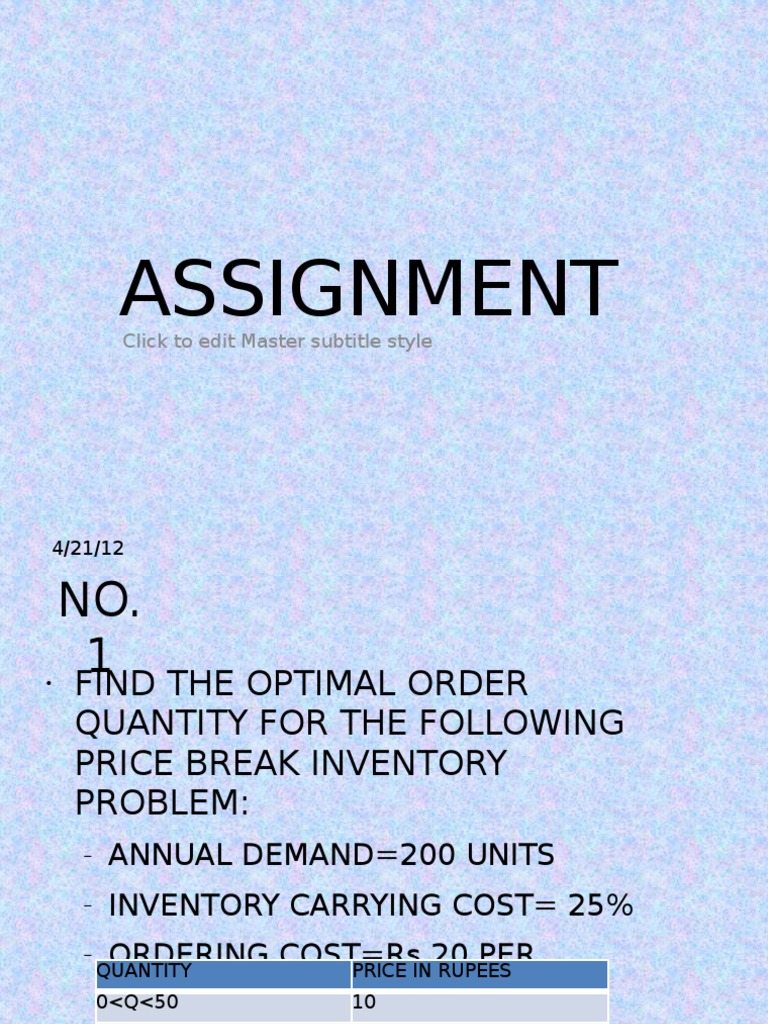 Optimal Order Quantity Calculations | PDF | Technology & Engineering