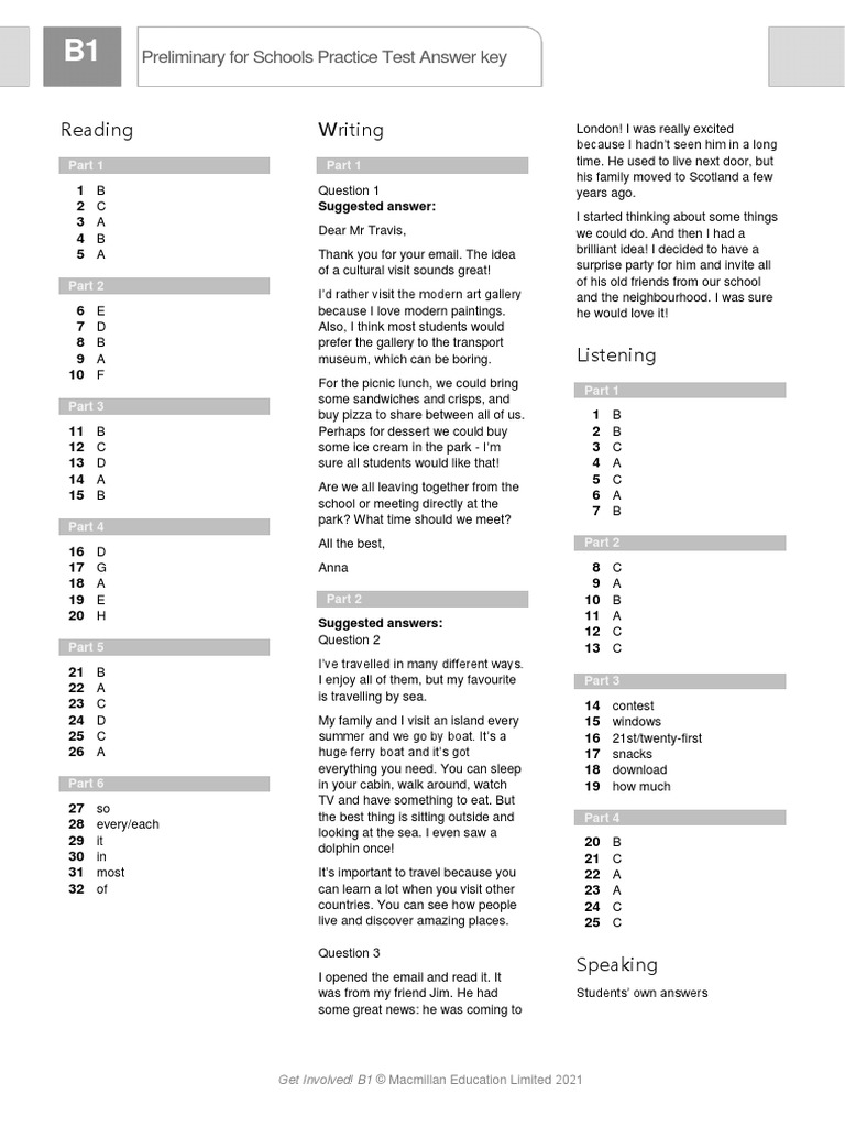 B1 Exam Practice Test with Answers | PDF