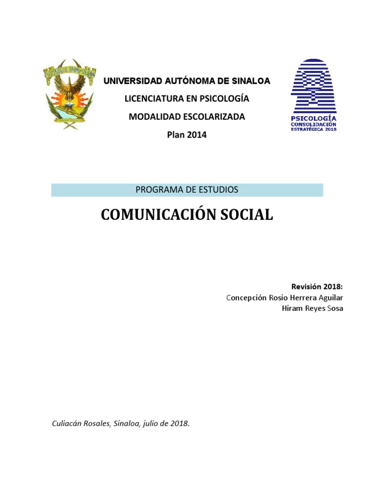2018 Comunicación Social Pdf Sicología Sociología