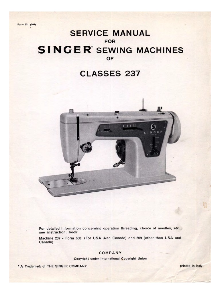 Singer 237 Service Manual PDF