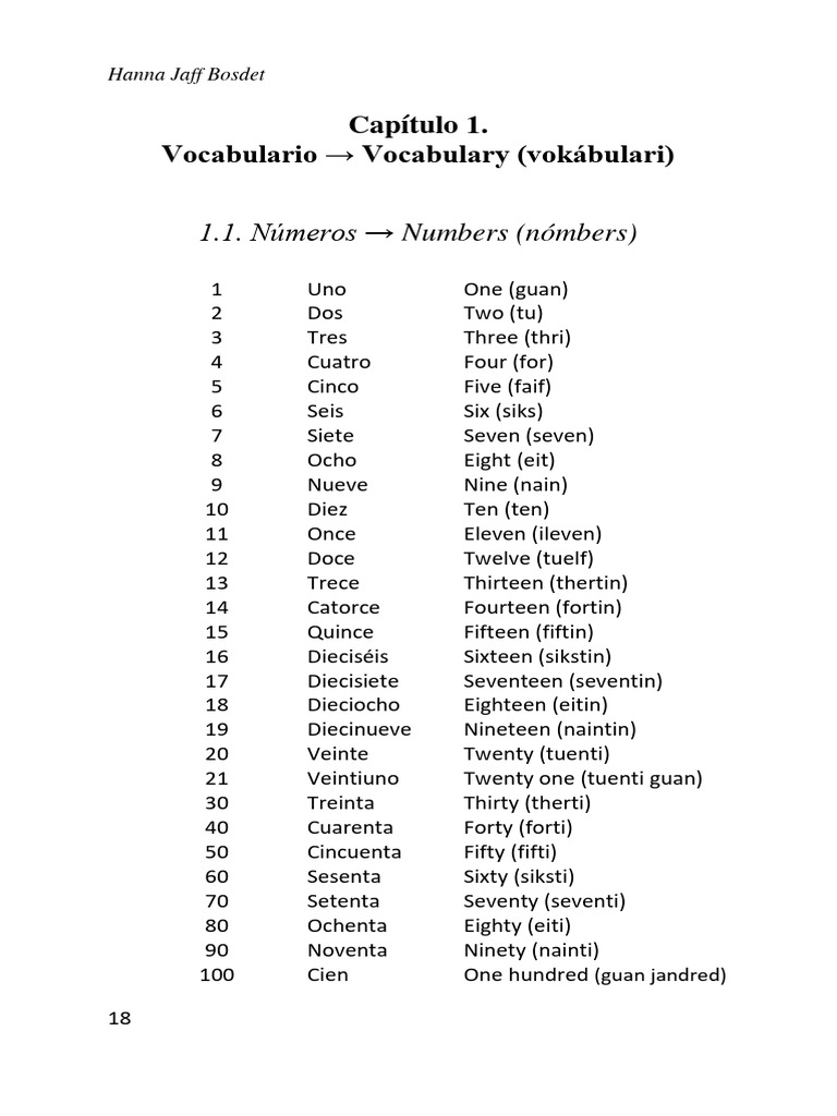 The numbers 0 100 pronunciacion pdf