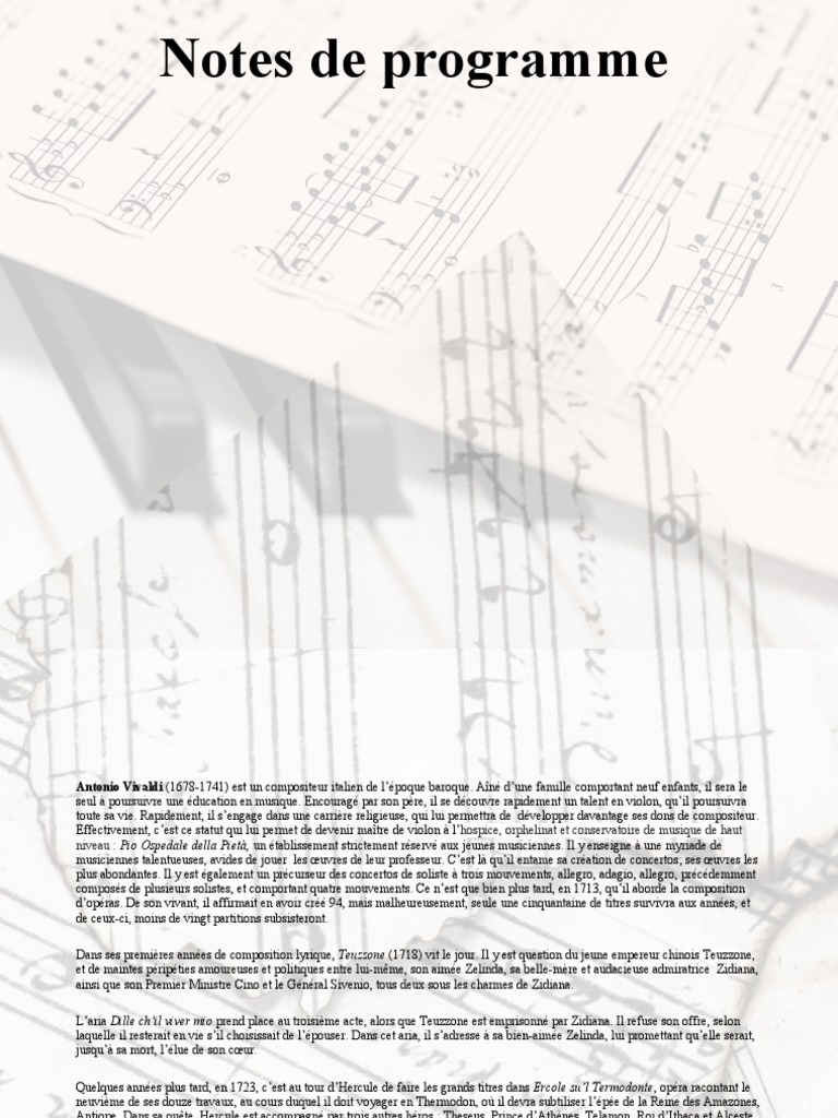 Programme Et Notes de Concert | PDF | Musique classique | Arts du spectacle