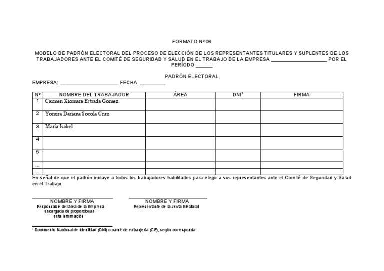 6 Modelo de Padron - Electoral | PDF