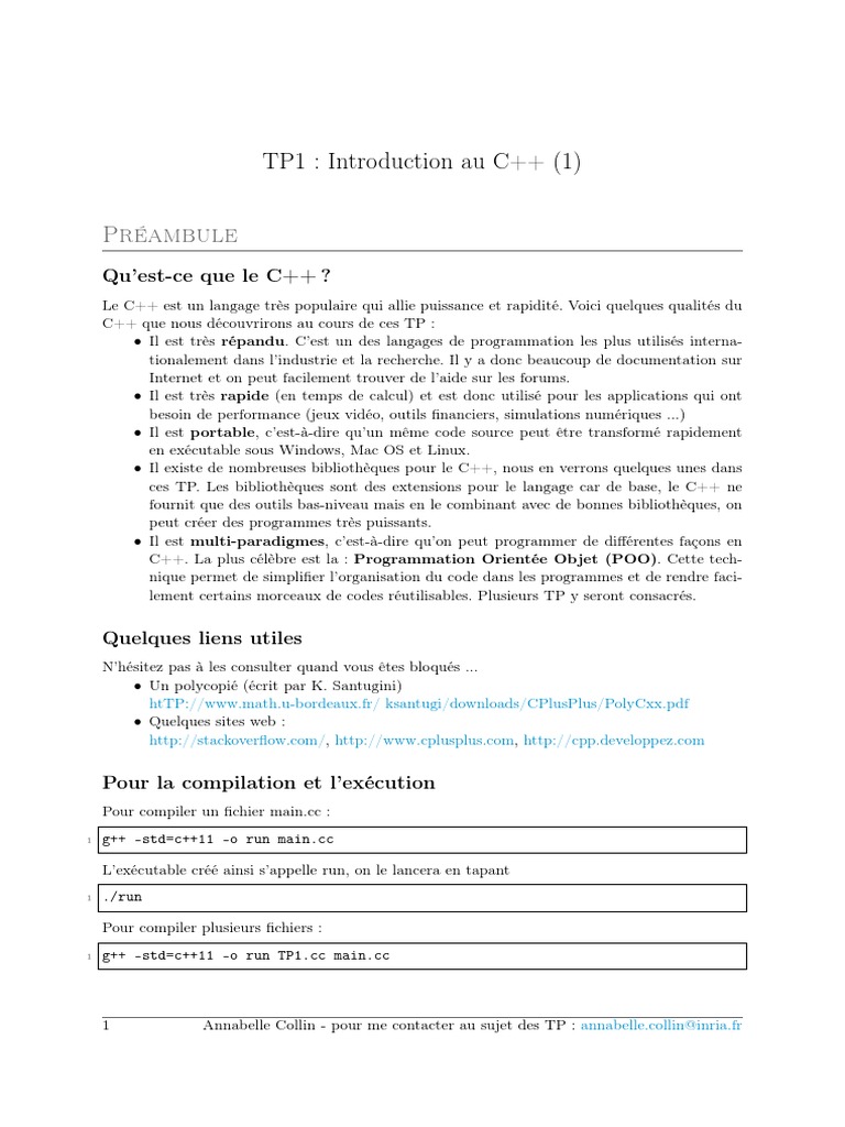 Introduction au C++ : Concepts et Exercices | PDF | C ++ | Bibliothèque ...