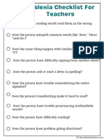 Dyslexia Checklist