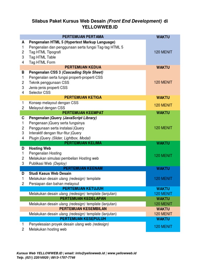 Silabus Kursus Web Desain Yellowweb | PDF