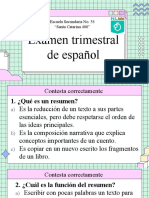 Examen Trimestral de Español Segundo Grado