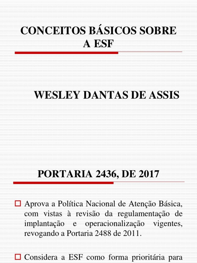Estrutura da ESF e Portaria 2436/2017 | PDF | Enfermagem | Sistema de saúde