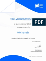 Certificado Office Intermedio Coral Mishell Marin Cristobal