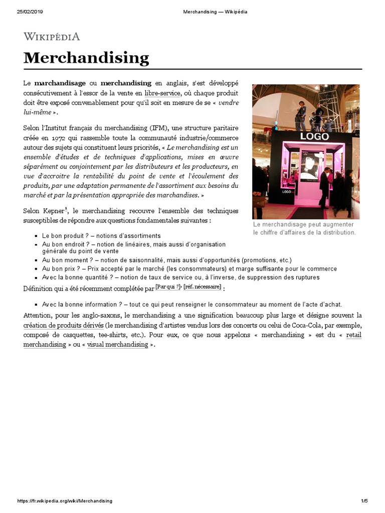Merchandising - Wikipédia | PDF | Merchandising | Gestion de marque