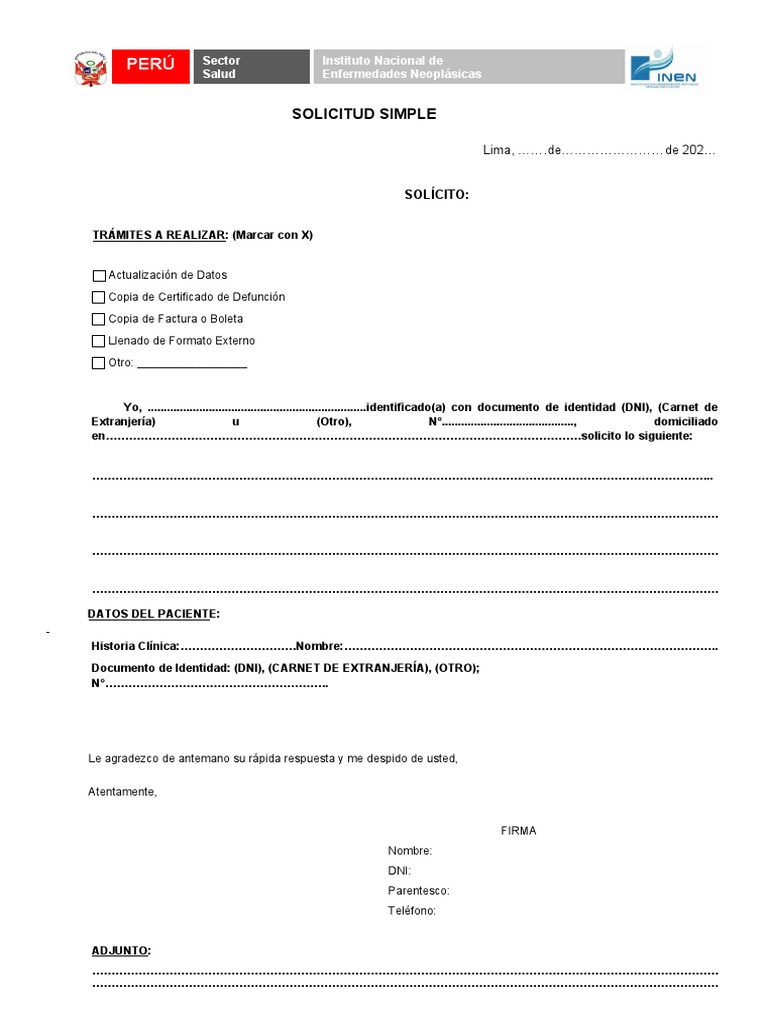 Solicitud de Trámites en Salud Perú | PDF